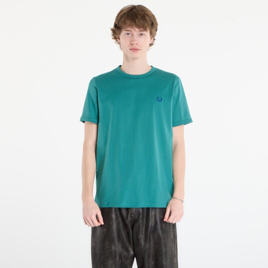 Fred Perry Ringer T Shirt   Green   S