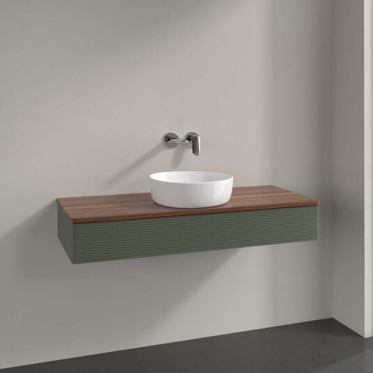 Villeroy & Boch Antao Servantskap med 1 skuff 120x50x19 cm u/lys Grønn Matt/Valnøtt Villeroy & Boch Antao Servantskap med 1 skuff 120x50x19 cm u/lys Grønn Matt/Valnøtt