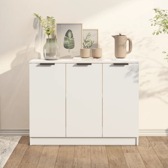 vidaXL Skjenk hvit 90,5x30x70 cm konstruert tre vidaXL Skjenk hvit 90,5x30x70 cm konstruert tre