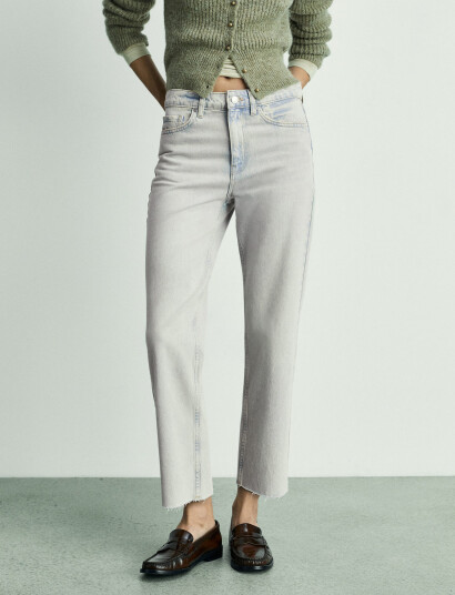 Mango Blanca Straight-Fit Cropped Jeans - Blue - 32