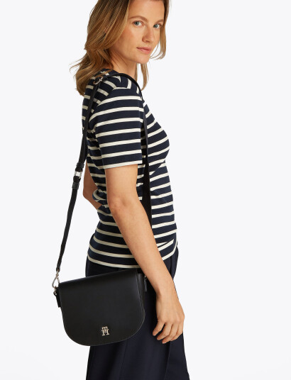 Tommy Hilfiger Th Logotape Saddle Bag - Black - ONE SIZE