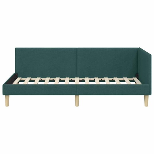Hjørnesengramme Mørkegrønn 80 x 200 cm Stoff og Konstruert tre Hjørnesengramme Mørkegrønn 80 x 200 cm Stoff og Konstruert tre