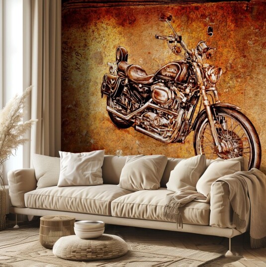 Tapet Vintage Motorsykkel Kunst Tapet Vintage Motorsykkel Kunst