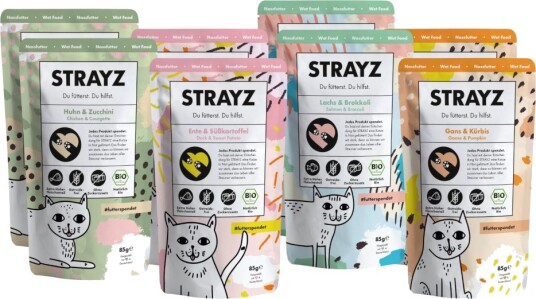 Strayz Våtfôr Økologisk Katt Øko Prøvepakke 8 X 85 G
