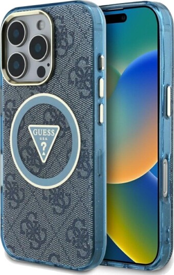 Guess IML Glitter MagSafe Etui til iPhone 16 Pro Max - Blå