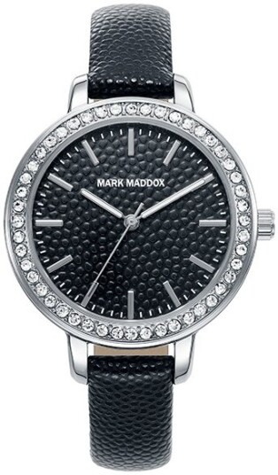 Mark Maddox Dameklokke MC6009 57 Classic Sort/Lær Ø36 mm