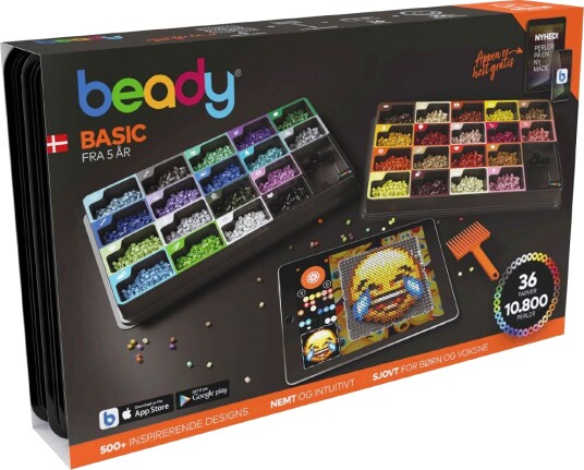 Beady Basic 10.800 pärlor, 4 plattor, 1 pärlskrapa