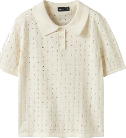 LMTD Nlfhoint Ss Short S Knit Polo Cream 146 152