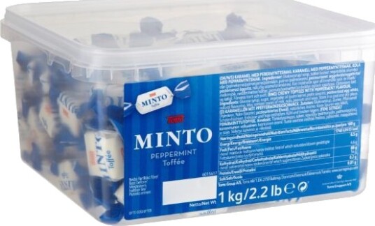 Toms Minto Peppermint Toffée 1 Kg I Plastbøtte Toms Minto Peppermint Toffée 1 Kg I Plastbøtte