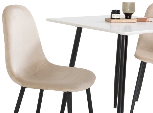 Venture Design Polar & Polar spisegruppe Hvit/beige 2 st stoler & bord 75 x 75 cm