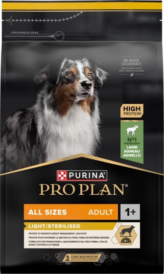 Purina Pro Plan Adult All Sizes Light Sterilised Tørrfôr Lam 3kg