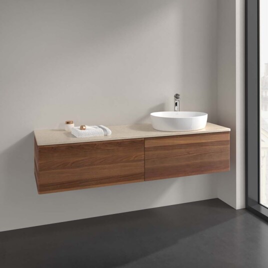 Villeroy & Boch Antao Servantskap med 2 skuffer 160x50x36 cm u/lys Valnøtt/Crème