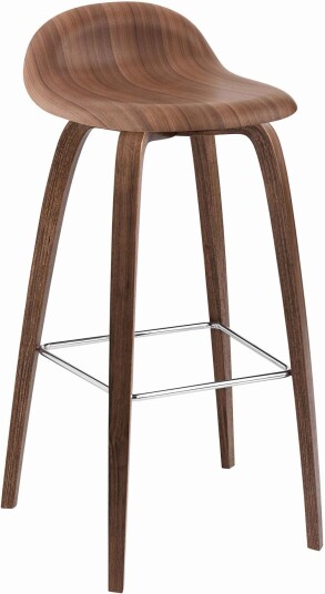 Gubi - 3d Bar Stool Wood Base Top Walnut Unupholstered Barstoler Tre Farget Metall/tre