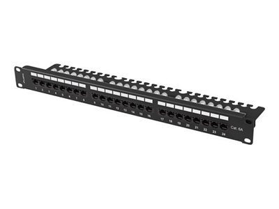 Patch Panel 24 Port 1U 19" Cat.6A Utp Med Kabelorganisator Svart Lanberg PPUA 1124 B