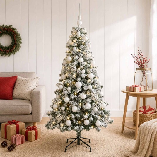 vidaXL Kunstig juletre med kuler 120 cm 150 LED-lys Varmhvit