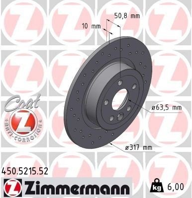 Bremseskive ZIMMERMANN 450.5215.52 Bremseskive ZIMMERMANN 450.5215.52
