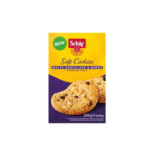 Schar glutenfri kjeks hvit sjokolade & bær 210g Schar glutenfri kjeks hvit sjokolade & bær 210g