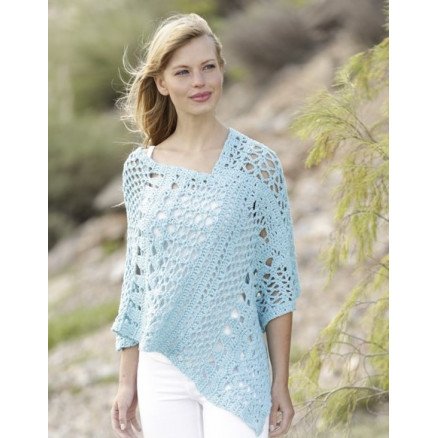 Sky Love by DROPS Design Poncho Hekleoppskrift str S XXXL