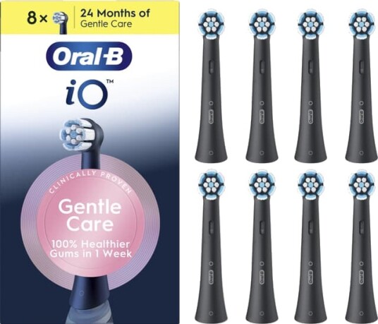 Oral-B iO Gentle Care tannbørstehoder 778602 sort 8-pakning Oral-B iO Gentle Care tannbørstehoder 778602 sort 8-pakning