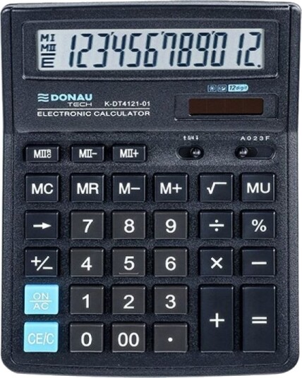 Donau Kalkulator Donau Tech Kontorkalkulator 12 Sifret. Display Dimensjoner 199X153x31 Mm Sort