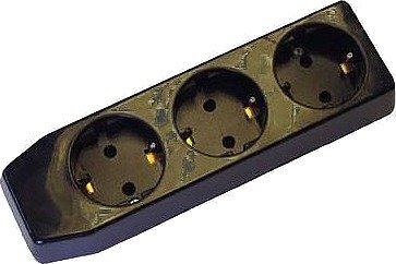 Lkb 2403250 Grenuttak Svart, 3 Uttak 0 m