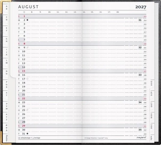 Mayland Index Planner mnedskalender sort skind 2027