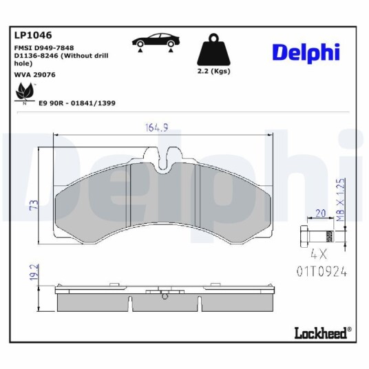 Bremseklosser DELPHI LP1046