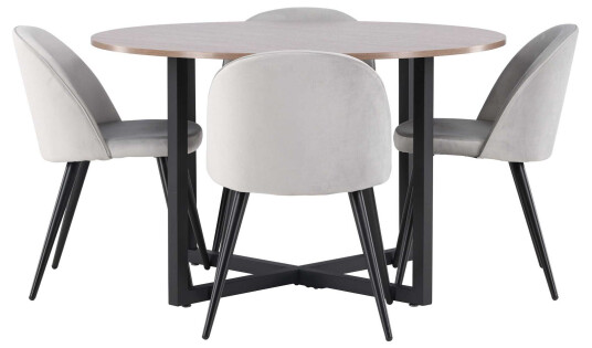 Venture Design Durango & Velvet spisegruppe Grå/valnøtt 4 stoler & bord 120 cm
