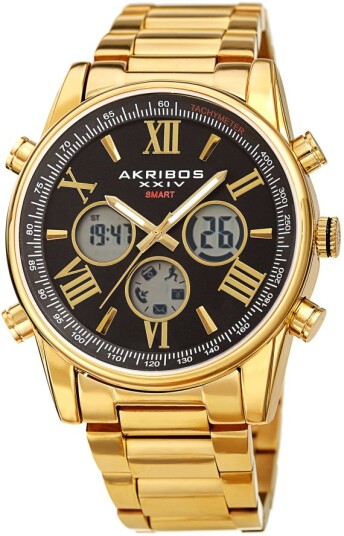 Akribos XXIV Herreklokke AK1095YGBK Divers Sort/Gulltonet stål Ø45