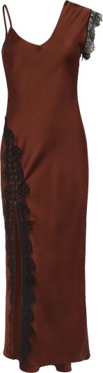 Topshop Tsclari One Shoulder Lace Trim Dress Wvn   Brown   40