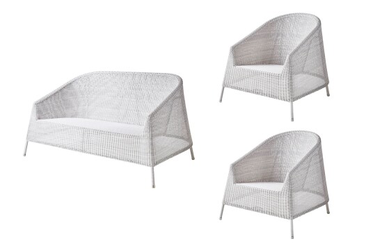 Cane-line Kingston sofagruppe 2-seter sofa & 2 lenestoler Hvit