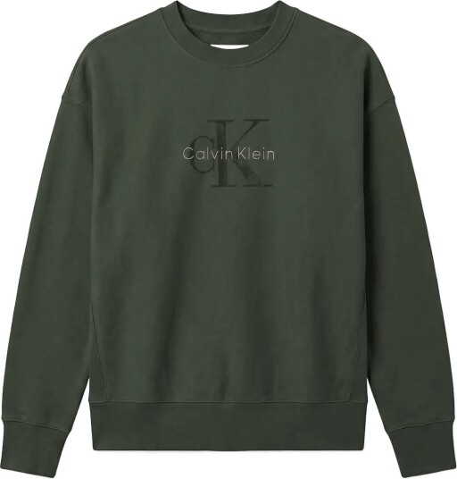 Calvin Klein Jeans Ls Premium Terry Painted Monolog Khaki green M