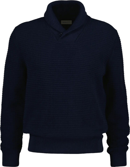 Gant Textured Shawl Collar Sweater   Navy   L