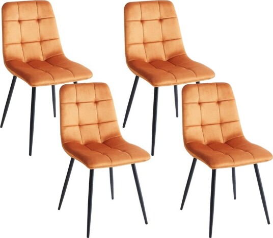 Sett med 4 spisestuestoler Powell - Oransje, svart