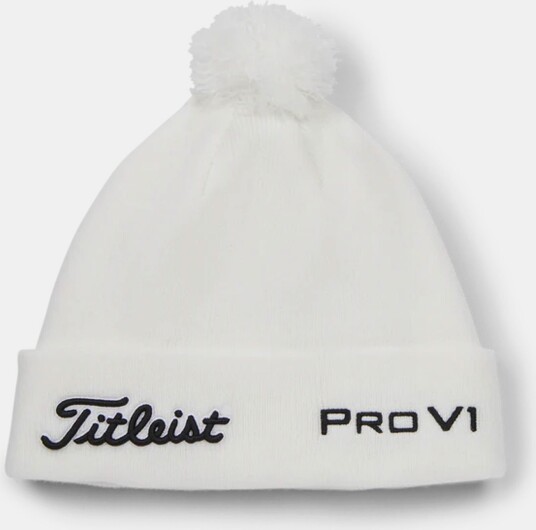 Titleist Tour Pom Pom Hat Hvit Golflue White Black