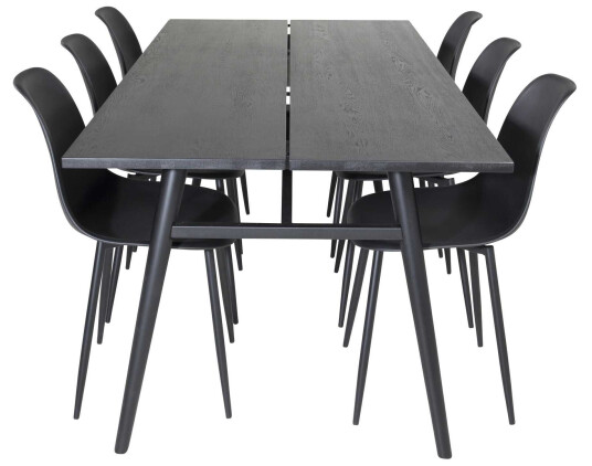 Venture Design Sleek & Polar spisegruppe Svart/svart 6 st stoler & bord 195 x 95 cm