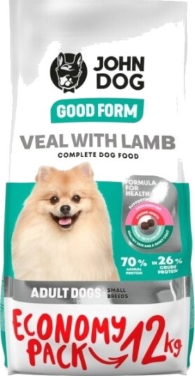 John Dog Adult Good Form Mini Veal With Tørfoder Til Hunde Lamb 12 Kg