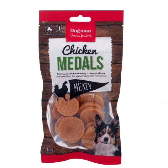 Dogman Hundefôr Kyllingmedaljer Snacks 80g Uten Sukker