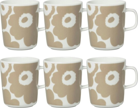 Oiva / Unikko Krus 25 cl 6-pk, Beige / Hvit