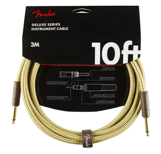 Fender Deluxe Series Instrument Cable Straight/straight, 10', Tweed Fender Deluxe Series Instrument Cable Straight/straight, 10', Tweed