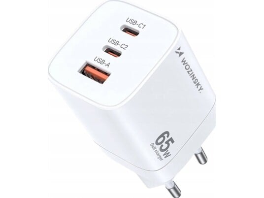 Wozinsky Cgwcw 65W Usb-A / 2 X Usb-C Gan Vegglader - Hvit Wozinsky Cgwcw 65W Usb-A / 2 X Usb-C Gan Vegglader - Hvit