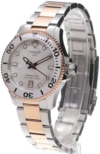 Tissot Dameklokke T120.210.22.111.00 Seastar 1000 Hvit/Rose gulltonet