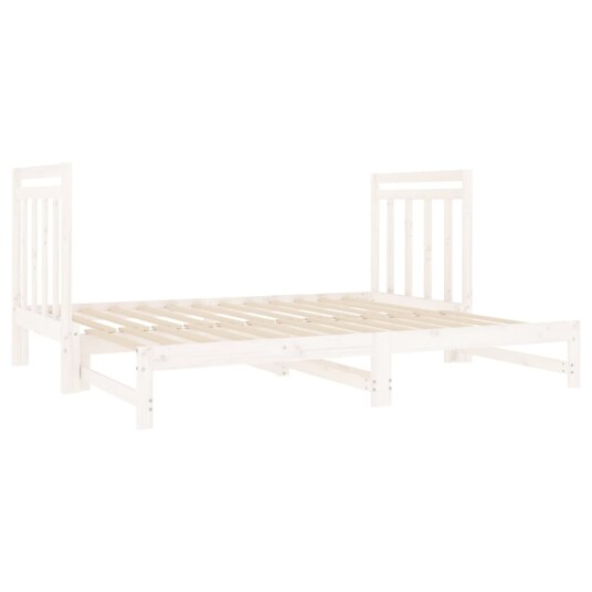 vidaXL Uttrekkbar dagseng hvit 2x(90x190) cm heltre furu
