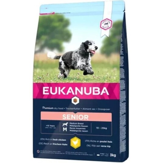 Eukanuba Senior Medium Breed Tørrfôr med Kylling 12 kg for Hunder