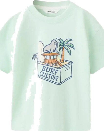 Mango Cotton T Shirt With Surf Print Blue 116