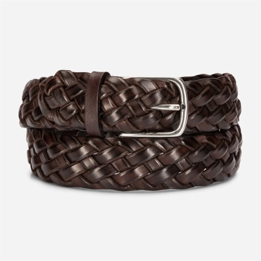 Paolo Vitale Braided Leather Belt - Dark Brown 90