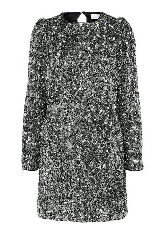 Selected Femme Colyn LS Short Sequins Dress Silver 34