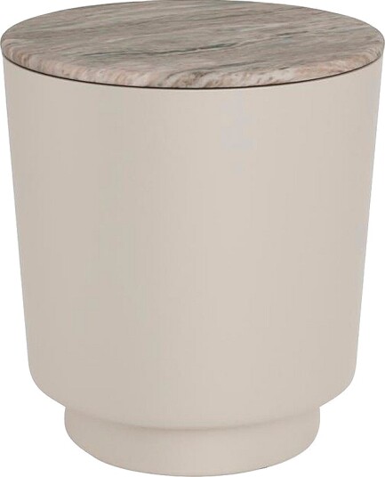 AC Design Furniture   Cangas rundt salongbord plate polert marmor søylefot Ø45x51. 5 cm   Grå