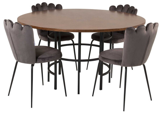 Venture Design Copenhagen & Limhamn spisegruppe Brun/grå 4 st stoler & bord 140 cm