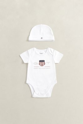 Gant Kids Ss Romper And Hat Set   White   80